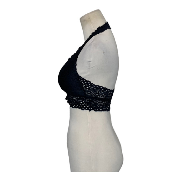 Black halter neck padded lace bralette size small - Picture 7 of 8